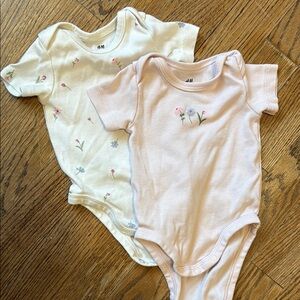 H&M Floral Print Kids One Piece Set - Cream and Pink